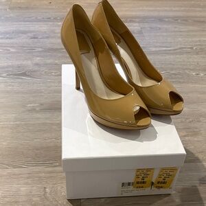 Dior Glossy Beige (Nude) Peep-Toe Heels